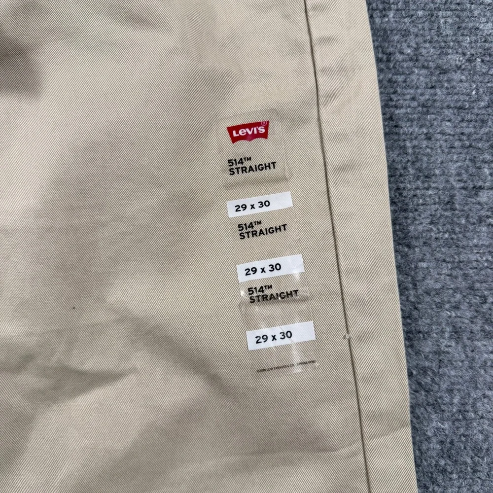 Levi's 514 Straight Pants Mens 29x30 Khaki Tan Twill Chinos Casual 005140407